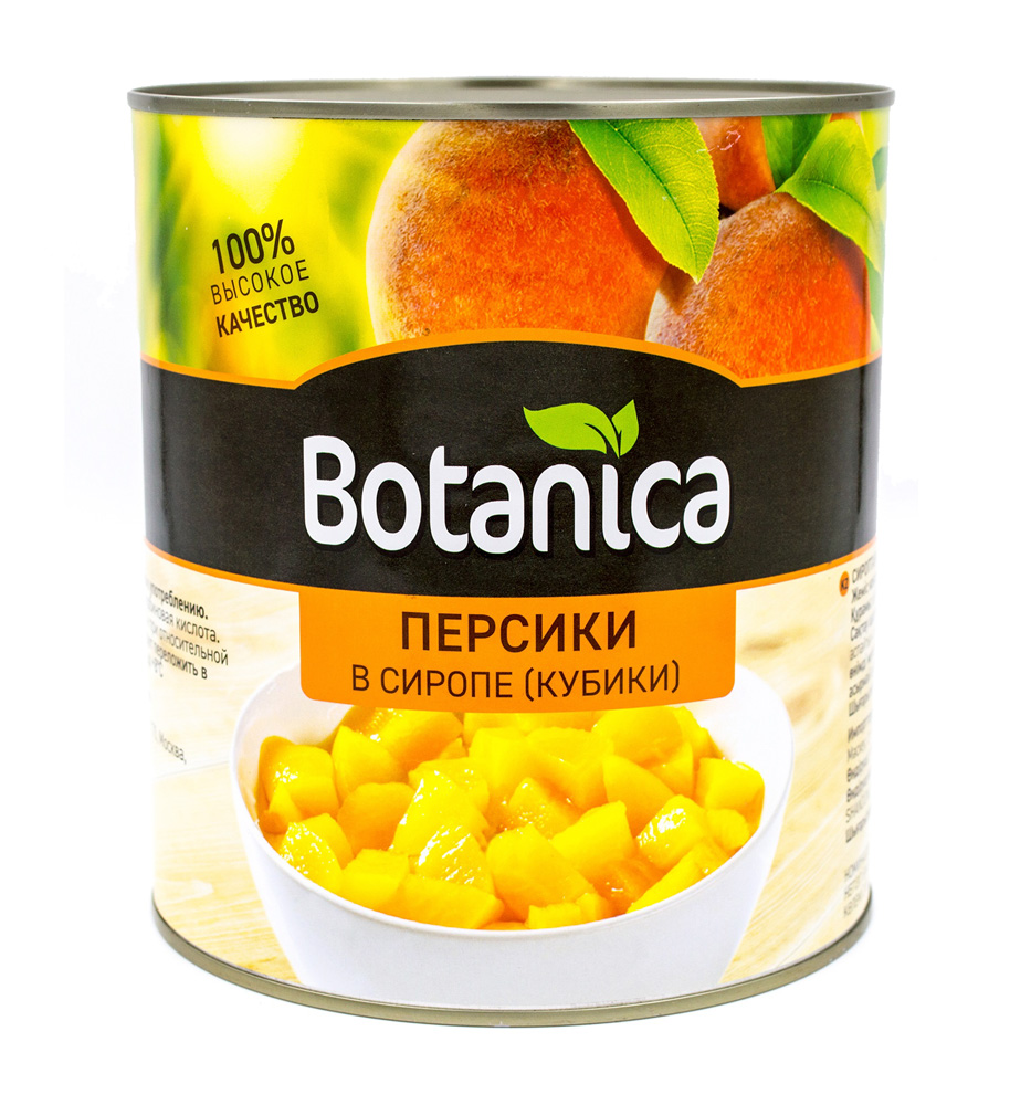 Персики кубики в сиропе консервированные Botanica, 3100мл