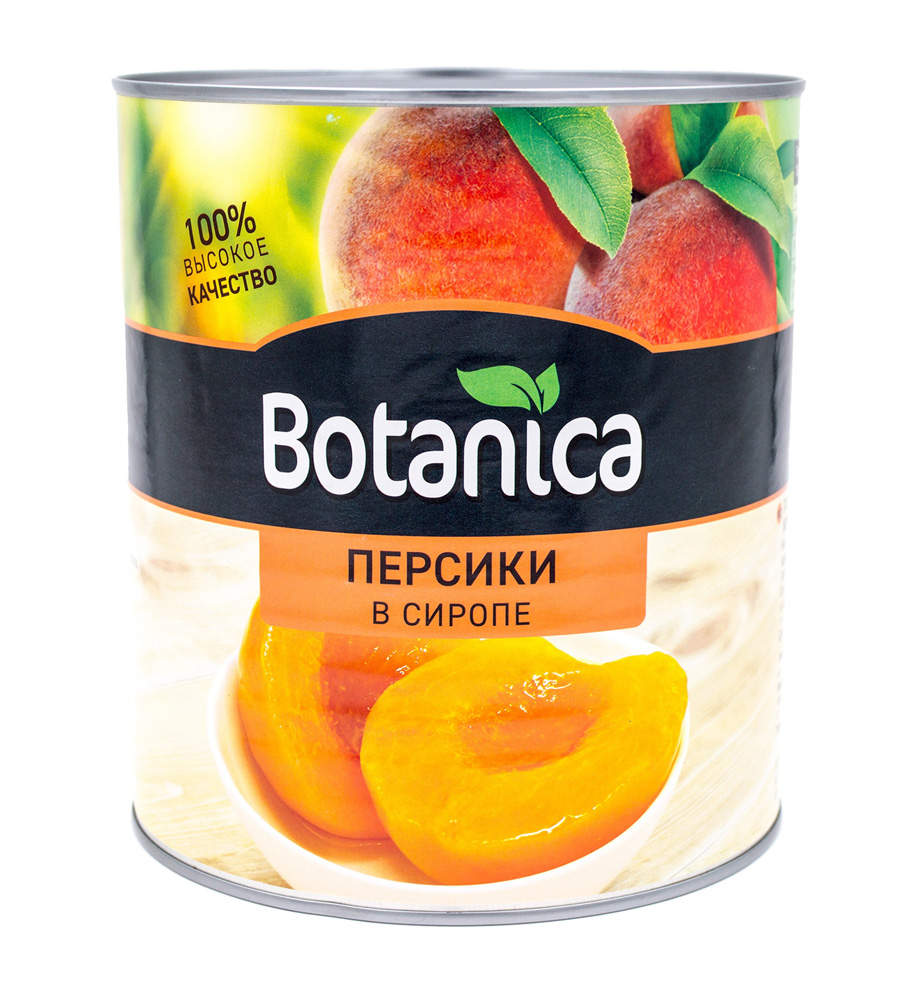 Персики половинки в сиропе консервированные Botanica, 3100мл