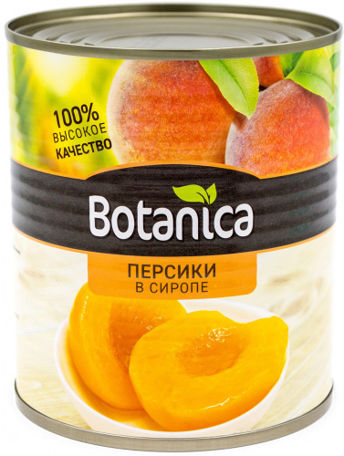 Персики половинки в сиропе консервированные Botanica, 850мл